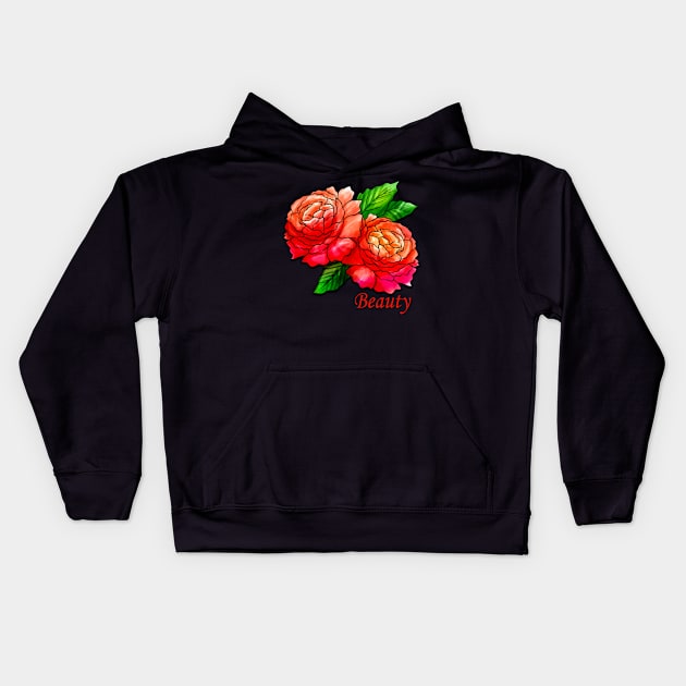 Red Rose Beauty Kids Hoodie by AlondraHanley